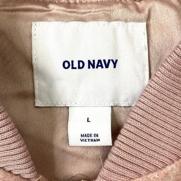 Old Navy Bomber Jacket Womens size Large Full Zip Front Lined Pockets Pink - Picture 4 of 14